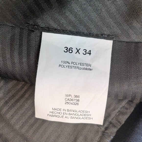 Kenneth Cole REACTION Men’s Dress Pants 36x34 Black Herringbone Flat Front - Picture 6 of 6
